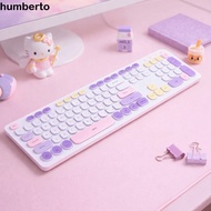 HUMBERTO USB Wireless Keyboard, Mixed Color Keycaps Battery Operated Wireless Keyboard Combo, Thin D