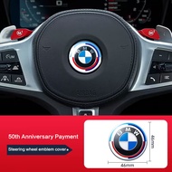 BMW 50th Anniversary Logo Car Steering Wheel Center Emblem Badge Sticker for BMW X1 X3 X5 X7 3 5 7 S