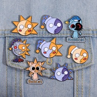 Sundrop FNAF Clown Sun Moon Cartoon Brooch Day and Night Cat Metal Badge Enamel Pin Jewelry Accessor