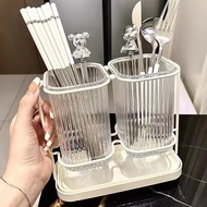 Light Luxury Chopstick Holder Wall-Mounted Drain Rack Transparent Chopstick Storage Box Kitchen Household Chopstick Cage Perforation-Free Drain Chopstick Basket Chopstick Cage Storage Box