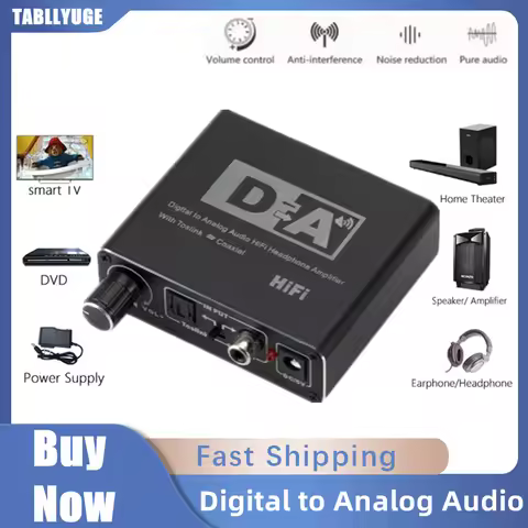 Hifi DAC Digital To Analog Audio Converter RCA 3.5mm AUX RCA Headphone Amplifier Toslink Optical Dec