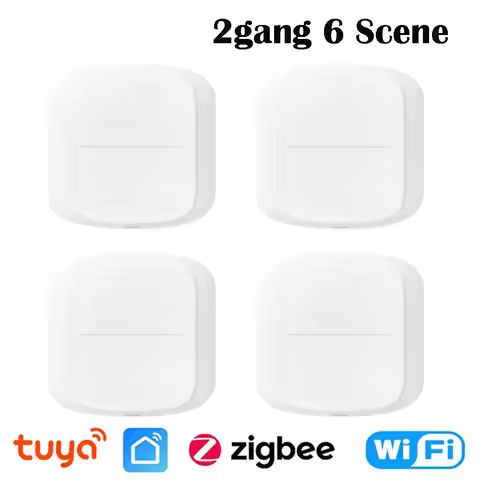 Tuya Smart WiFi/Zigbee Switch Push Button Switch 2Gang 6 Scene Wireless Smart Home Remote Controller