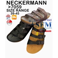 NECKERMANN 7059 Size 39 - 45 Black MEN SG SELLER indoor Outdoor slipper leather slip - on three strap brown flip flop