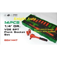 NEW ARRIVE TOPTUL GZA1447 14pcs 1/4"DR. VDE 6PT Flank Socket Set