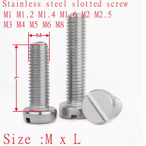 5pcs-50pcs M1 M1.2 M1.4 M1.6 M2 M2.5 M3 M4 M5 M6 M8 stainless steel DIN84 Slotted Cap Head Slot Colu