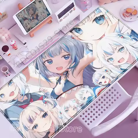 HD Print Hololive Gawr Gura Cute Desk Mat Pc Accessories Large Mousepad Anime Kawaii Carpet Cartoon 