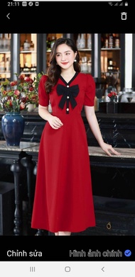 Mẫu  đầm  công chúa dự tiệc cổ tim thắt  nơ  tay phồng mẫu mới đẹp  D22