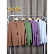 KEMEJA BGP - Women's Plain White Crinkle Shirt Big Size 3XL 4XL 5XL 6XL Jumbo Oversize Women's Offic