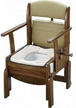 Richell Wooden Toilet, Compact, Fixed Armrest Type, Exgel Toilet Seat with Deodorizer