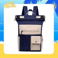 雙肩大容量女背包 - 藍色