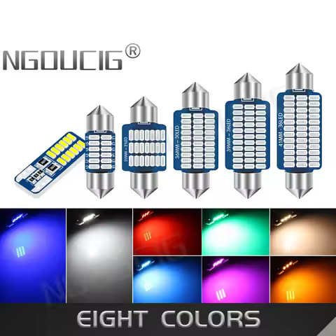 NGOUCIG 12V 24V C10W 36mm C5W Led Bulb T10 Lamp Festoon 31 mm BA9S 28mm 31mm 39mm 41mm Door Red Warm