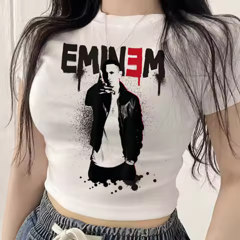 Eminem cropped top ladies summer gyaru grunge clearance sales y2k top tees goth grunge vintage dolle