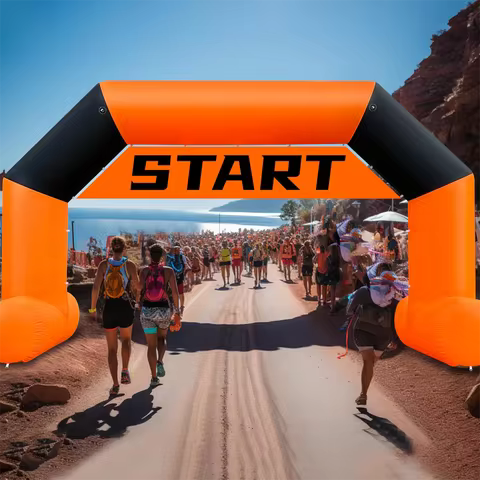 Stable Inflatable Racing Arch Start Finish Line with Blower & Detachable Banner Inflatable Archway A