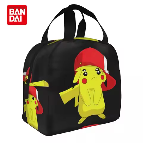 Bandai Japan Anime Pikachu Lunch Bag for School Kids Office Pokemon Sac Lunch Portable Thermal Coole