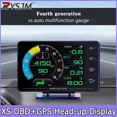New XS LCD Gauge OBD+GPS Head Up Display Turbo Boost Oil Pressure Oil Temperature G Value Gyroscope 