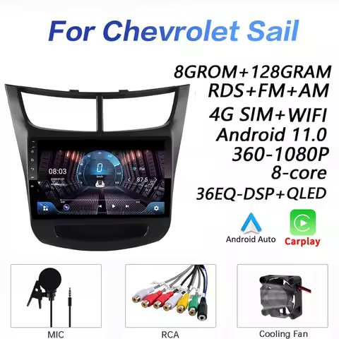 8G+128G DSP 2 din Android 10.0 4G NET Car Radio Multimedia Video Player for Chevrolet Sail aveo 2015