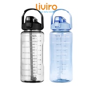 Liviro Large Drinking Bottle 2 Liter Jumbo Clear Water Bottle 2000ml BPA Free Silicone Straw