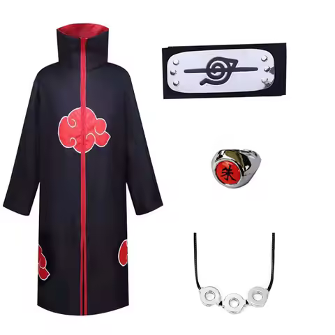 Anime Clothes Akatsuki Cloak Itachi Cosplay Costume Kids Pain Deidara Fancy Halloween Suit Unisex Co