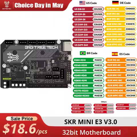 BIGTREETECH BTT SKR Mini E3 V3.0 Motherboard With TMC2209 UART VS SKR 2 3D Printer Mainboard for End