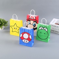 Mario Cartoon Theme Handbag Kraft Paper Bag Party Decoration Kid's Birthday Cute Gift Bag Candy Packaging Bags