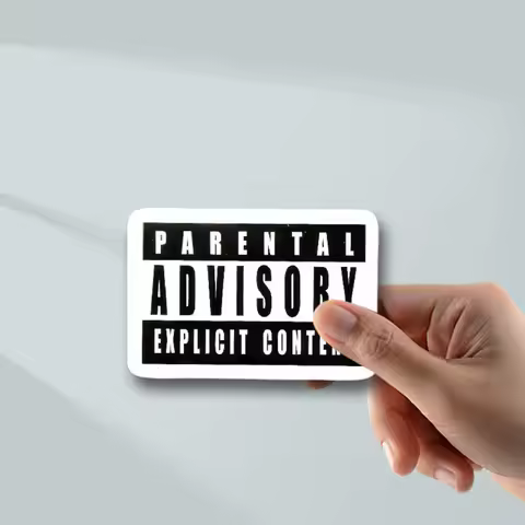 Parental Advisory Explicit Content Sticker - Waterproof Glossy Rock Series Decal, Bold Black & White