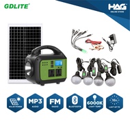 GDLITE GD-9001 Portable Solar Power Station | 4 Bulbs, 9V/18V Output, FM Radio, MP3 Playback with Bl
