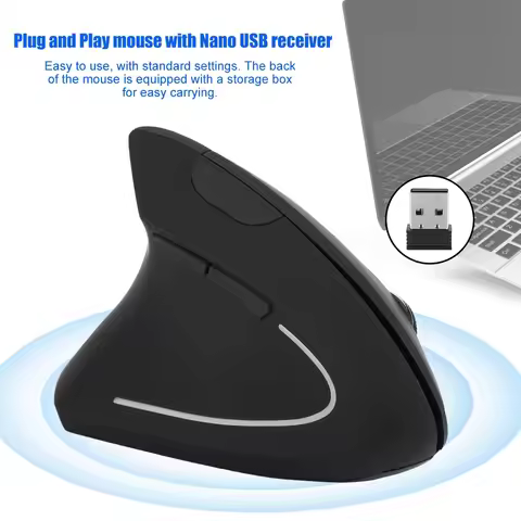 Left handed Mouse Left Handed 2.4GHz Wireless USB Ergonomic Vertical Optical Mouse For PC Computer L