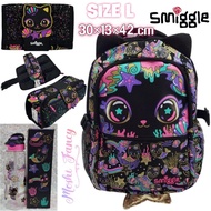 HITAM Smiggle Black Cat Bag/Smiggle Black Cat Mermaid Backpack/Smiggle School Bag With Mermaid Cat Motif/Smiggle Animalia Junior Bacpack Girl