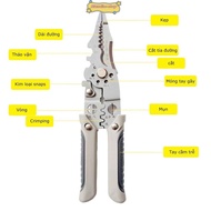 XO 9-in-1 multi-function wire stripper, HSS high-speed steel multi-function electrical pliers, 4mm w