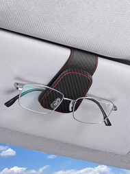 車用遮陽板太陽眼鏡架，皮革眼鏡掛架，磁性眼鏡架和票證夾，SUV皮卡通用汽車內飾配件，碳纖維