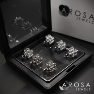AROSA JEWELS 6-in-1 set (Silver) baby brooch pin kerongsang D7-02C (1.5cm x 1.3cm)