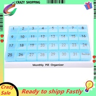 Monthly Pill Organizer 31 Compartments, 1 Per Day, 4 Week Full Month 31 Day Pill Organizer