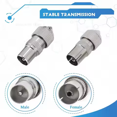 Nickel Plated Metal Antenna Tv Male Or Female Plug Cable TV Video Rf Cable Plug, Bamboo 9.5 RF Conne