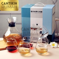 TEKO KACA SET 6PCS GELAS BULAT JUS TEH JUICE JUG GLASS CARAFE PITCHER