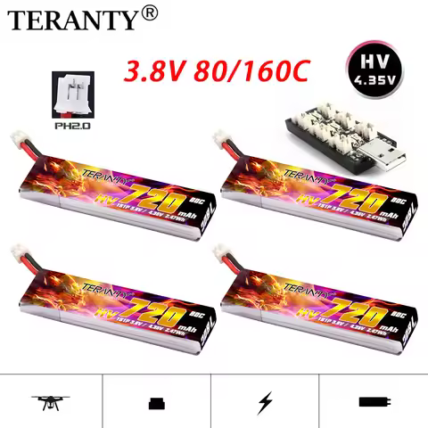 TREANTY 1S 720MAH 3.8V 80C Max 160C 4.35V HV Lipo battery for M80S Tiny7 Beta75S Emax Tinyhawk Snapp