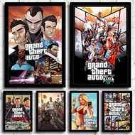 Grand Theft Auto Game Role Retro Poster-ภาพวาดผ้าใบคุณภาพสูงสำหรับห้องนั่งเล่นห้องเกมและภาพตกแต่งผนังบ้าน-เหมาะสำหรับ GTA 5แฟนๆ
