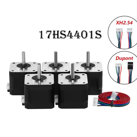 5Pcs Nema17 Stepper Motor 17HS4401 (17HS4401S) 1.8° 0.42N.m 1.5A 42BYGH 4 Lead for 3D Printer CNC Mi