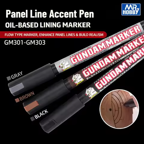 Mr.Hobby GM300~GM303 Panel Line Accent Marker Pen - Flow Type Oil-Based Paint Pen for Plastic Model 