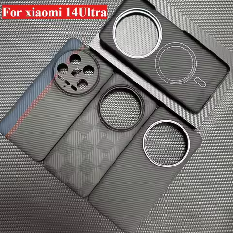 Aramid Fiber Case for Xiaomi 14Ultra Magnetic MagSafe Anti-fingerprint Ultra-thin Protective Tough C
