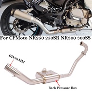 For CFMOTO NK250 NK250SR 300NK NK300 300SS NK300SR Motorcycle Muffler Exhaust Modified Escape Front 
