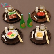 NRL 7PCS Doll House Accessories 1:12 Dollhouse Miniature Eel Rice Caviar Sake Lamian Noodles Kitchen