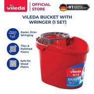 Vileda Bucket with Wringer | Supermocio Bucket with Torsion Wringer | 10 liter | Red