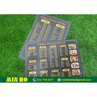 Menu PVC UV Printing (Custom Design)