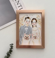 珍珍似顏繪-溫暖色鉛風 ( 婚紗、全家福、客製化 )