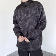 New Chinese Style National Shirt Men's Stand-Up Collar Button-Up Top Embroidered Ruffian Handsome Lo