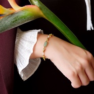正能量 x 東陵玉 月光石 黃玉 橄欖石 水晶 客製【秋日餘暉】手環