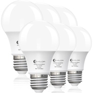 evelor 6-Pack A19 LED Light Bulbs, 60W Equivalent Daylight 5000K E26 Base, 9W 800 Lumens Non-Dimmabl