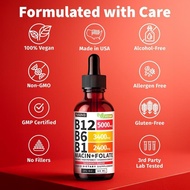 (-PACK) Vitamin B1 Liquid Supplement Drops with B, B1, Niacin & Folate - Edible Support for Energy, 