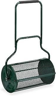 Relaxdays Compost spreader for lawn, mesh basket, 65 L, garden shaker with handle, H x W x D: 117 x 