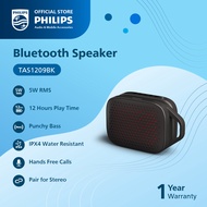 Philips Wireless Bluetooth Speaker Punchy Bass IPX4 12-Hour Playtime Black (TAS1209BK/00)
